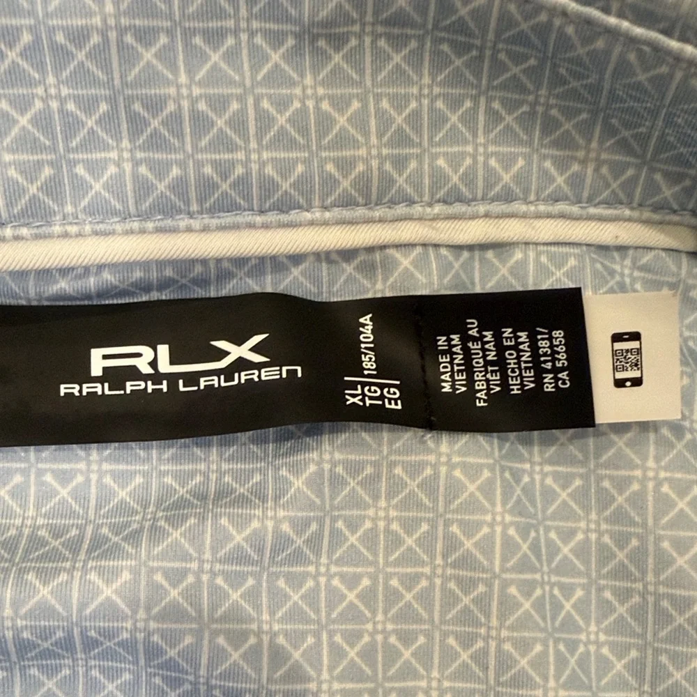 RLX Ralph Lauren XL Men’s Light Blue Patterned Polo Shirt C11-017